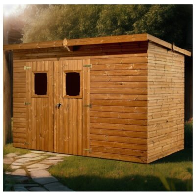 Abri Theora 7.33m² en bois thermo traité et toiture en acier