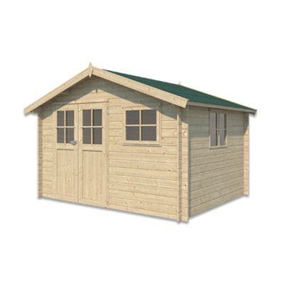 Abri de jardin Caribou 10.47m² en bois massif 28mm Gardenas