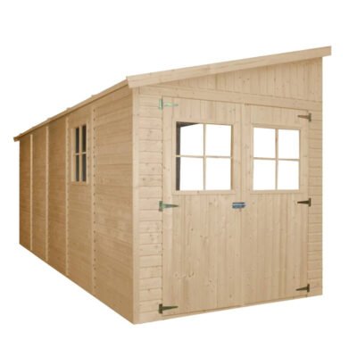 Abri de jardin adossé 201 x 493cm en panneaux 17mm Timbela