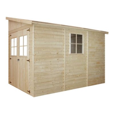 Abri de jardin adossé 201x297cm en panneaux 17mm Timbela