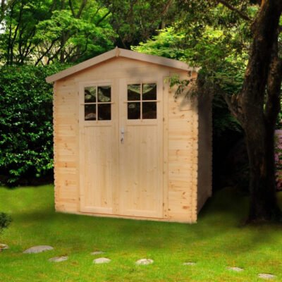 Abri de jardin double pente 4m² en madriers 19mm – porte 34mm