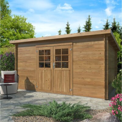 Abri de jardin en bois 11m² Lola 2 madriers 28mm WhiteWood