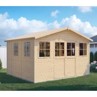 Abri de jardin en bois brut 10.3m² Bertilo panneaux 14mm