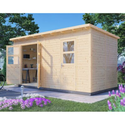 Abri de jardin en bois brut 10.5m² Bertilo panneaux 19mm