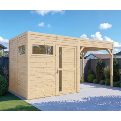 Abri de jardin en bois brut 7.9m² panneaux 19mm Cubus 3 Bertilo