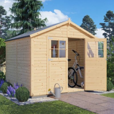 Abri de jardin en bois brut 5.8m² panneaux 19mm