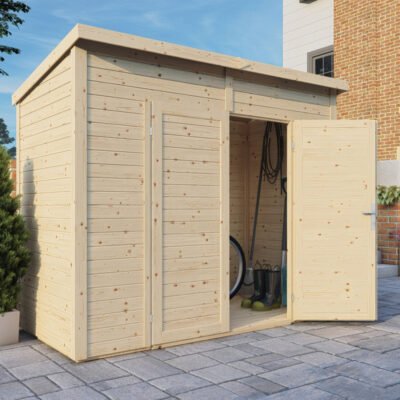 Abri de jardin en bois brut clair 3m² panneaux 19mm