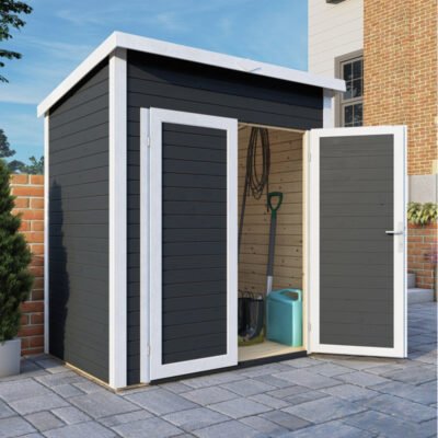 Abri de jardin en bois gris anthracite 2.2m²