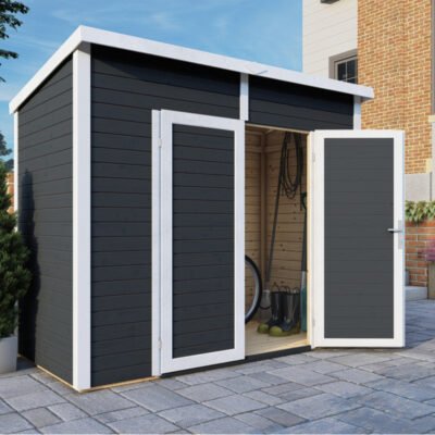 Abri de jardin en bois gris anthracite 3m² panneaux 19mm