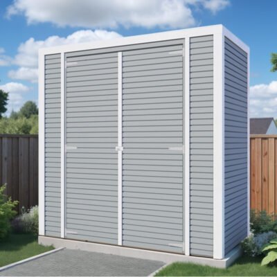 Abri de jardin en bois gris clair 2.1m² panneaux 18mm
