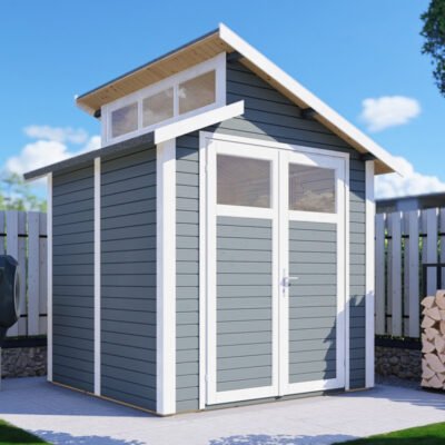 Abri de jardin en bois gris clair 4.2m² panneaux 19mm