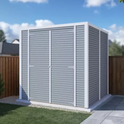 Abri de jardin en bois gris clair 4.2m² panneaux 18mm