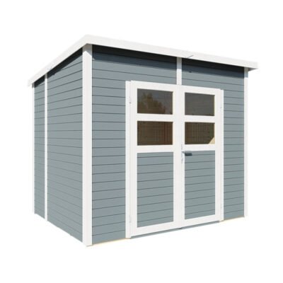 Abri de jardin en bois gris clair 4.3m² panneaux 19mm