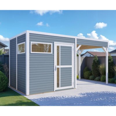 Abri de jardin en bois gris clair 5.3m² panneaux 19mm Bertilo