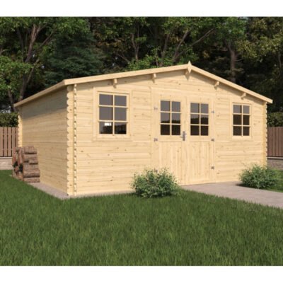 Abri de jardin en bois massif 19m² VALLO madriers 28mm Cerland