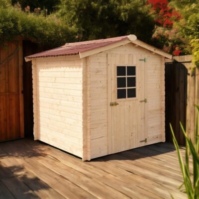 Abri de jardin en bois massif 3.80m² madriers 20mm Habrita