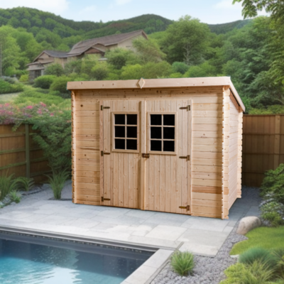 Abri de jardin en bois massif 6.04m² monopente madriers 20mm