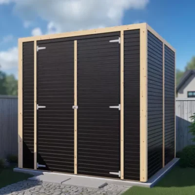 Abri de jardin en bois noir 4.2m² panneaux 18mm