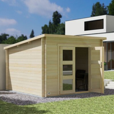 Abri de jardin monopente 8.9m² en bois massif JUNO Modern