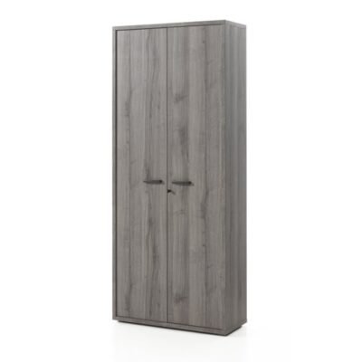 Armoire de bureau 2 portes coloris gris et étagères