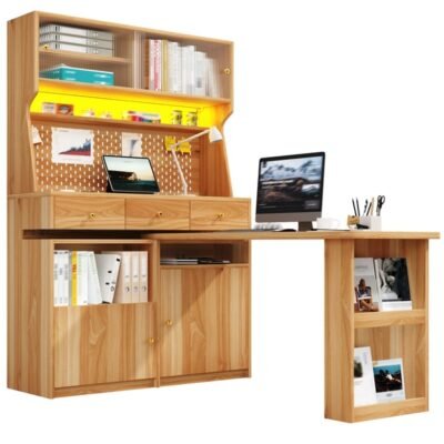 Armoire haute bureau 137x74x177 cm avec led