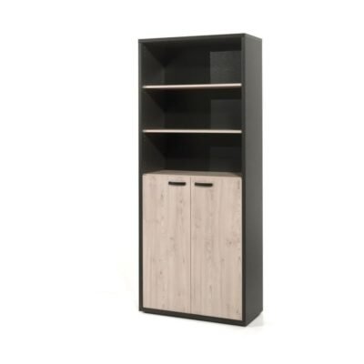 Bibliothèque de bureau 2 portes et étagères