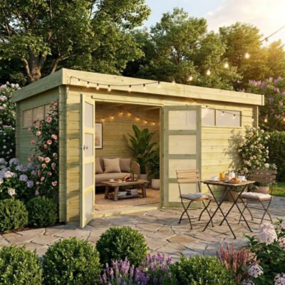 Chalet Moderne 16.74m² en bois traité 44mm Gardenas