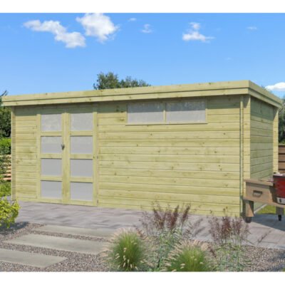 Chalet moderne Oregon 16.4m² en bois traité 28mm Gardenas