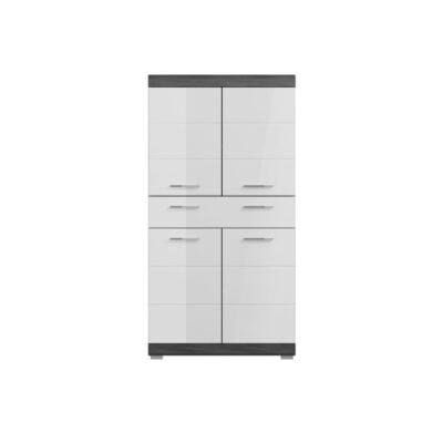 Meuble de rangement scott 4 portes et 1 tiroir gris et blanc