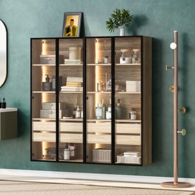 Meubles de salle de bain 74 x 36 x 155 cm pose mur et sol