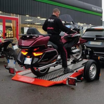 Porte moto abaissable PTC600kg Cochet et pliable orange