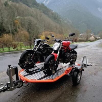 Porte moto abaissable et pliable Cochet 2 motos orange