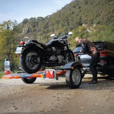 Remorque porte moto abaissable et pliable Cochet orange