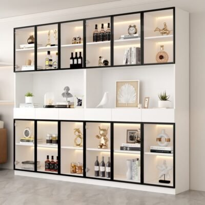 Vitrine MODFU 36 cm x 200 cm coloris blanc 5 étagère
