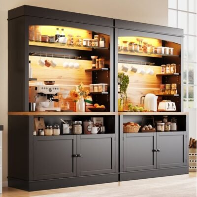 Vitrine de rangement  led 107x43x184 cm avec étagères
