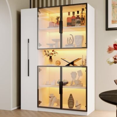 Vitrine led MODFU 110 x 35 x 160 cm coloris blanc
