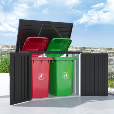 Abri 2 poubelles en acier galvanisé Kosto gris foncé X Métal