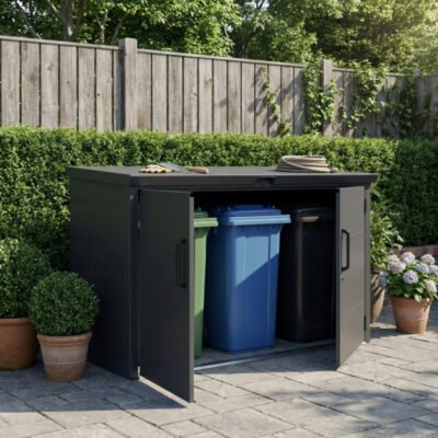 Abri 3 poubelles en acier Kosto X Métal galvanisé gris foncé