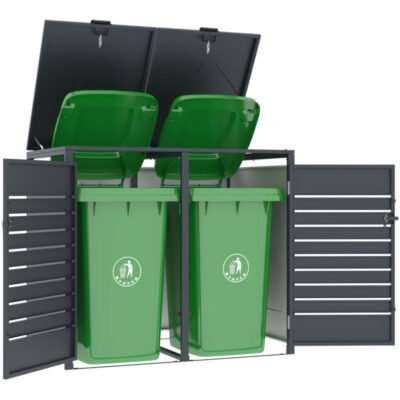 Abri cache poubelle 240L X METAL en acier galvanisé anthracite