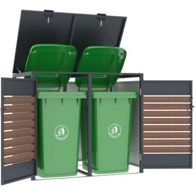 Abri cache poubelle aspect bois 240L en acier galvanisé X METAL