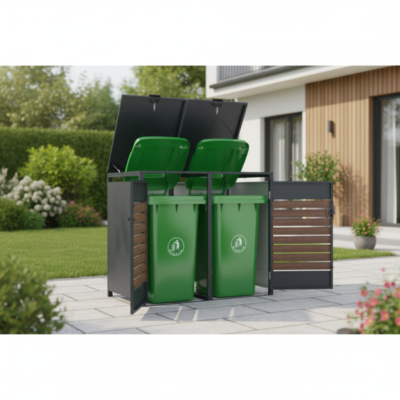 Abri cache poubelle 2 containers X METAL en acier galvanisé 240L