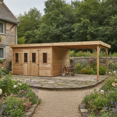 Abri de jardin en bois thermo 10.91m² traité 26mm HABRITA