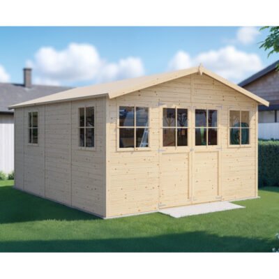 Abri de jardin en bois brut 14.3m² panneaux 14mm Bertilo