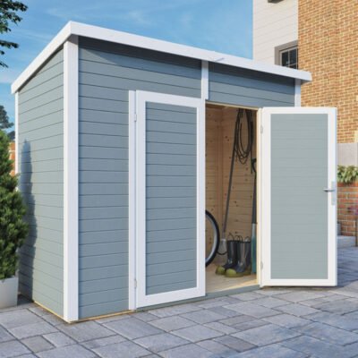 Abri de jardin en bois gris clair 3m² panneaux 19mm