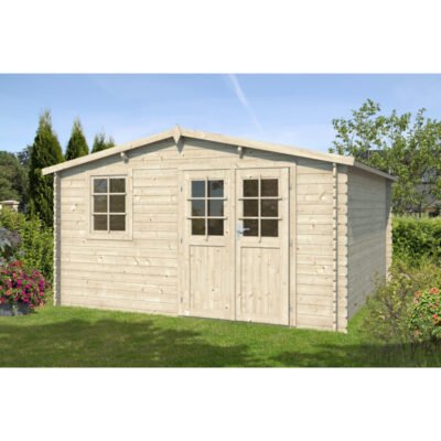Abri de jardin en bois massif 12m² madriers 28mm Eden