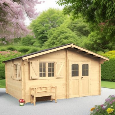 Abri de jardin en bois massif 22.87m² madriers 42mm