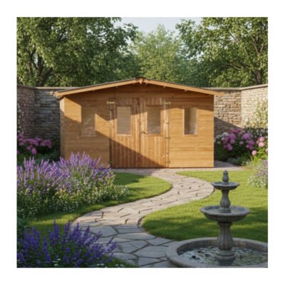 Abri de jardin en Douglas 18.24m² madriers 28mm HABRITA