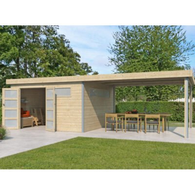 Abri Kasuko L 14.82m² en bois massif extension 400cm 28mm