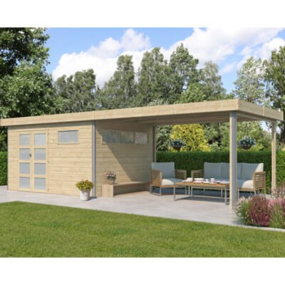 Abri Kasuko M 11.36m² en bois massif + extension 400cm