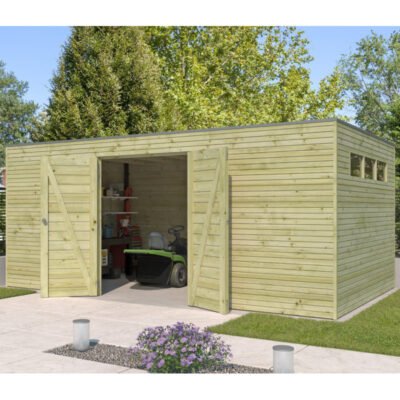 Abri Qube 15.3m² en bois Gardenas traité autoclave 27mm